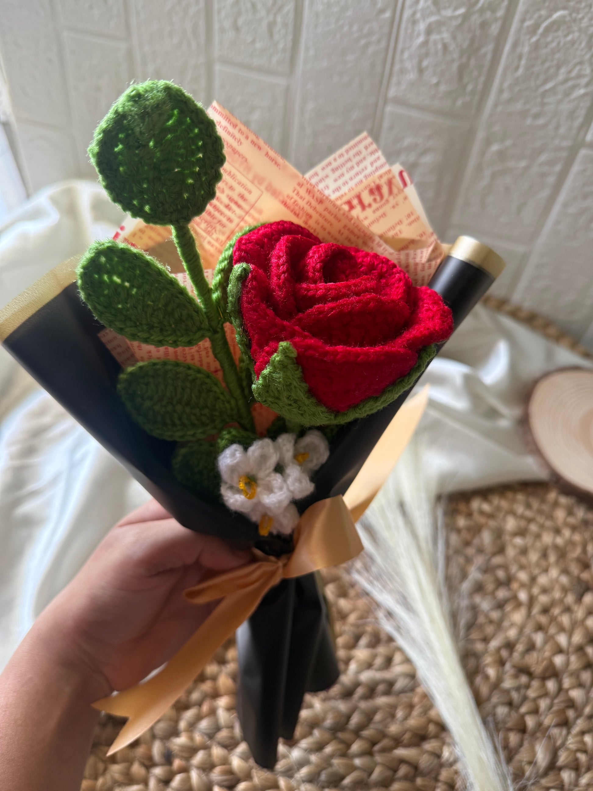 XL rose with leaf stick