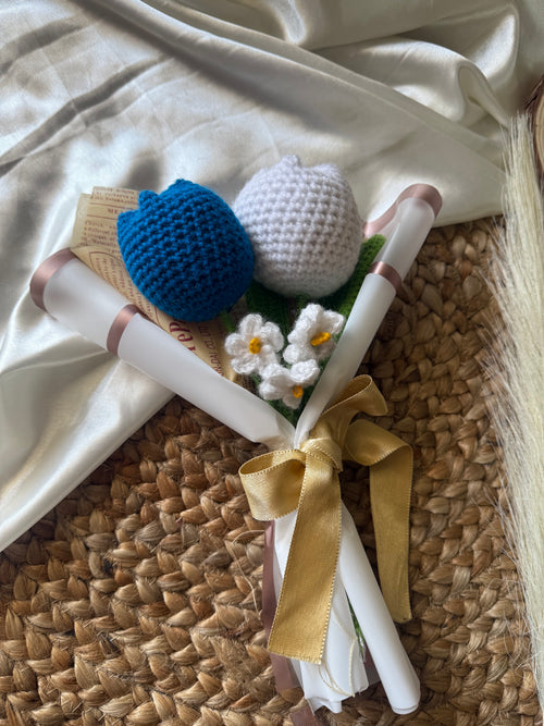 Blue and white Tulip Bouquet